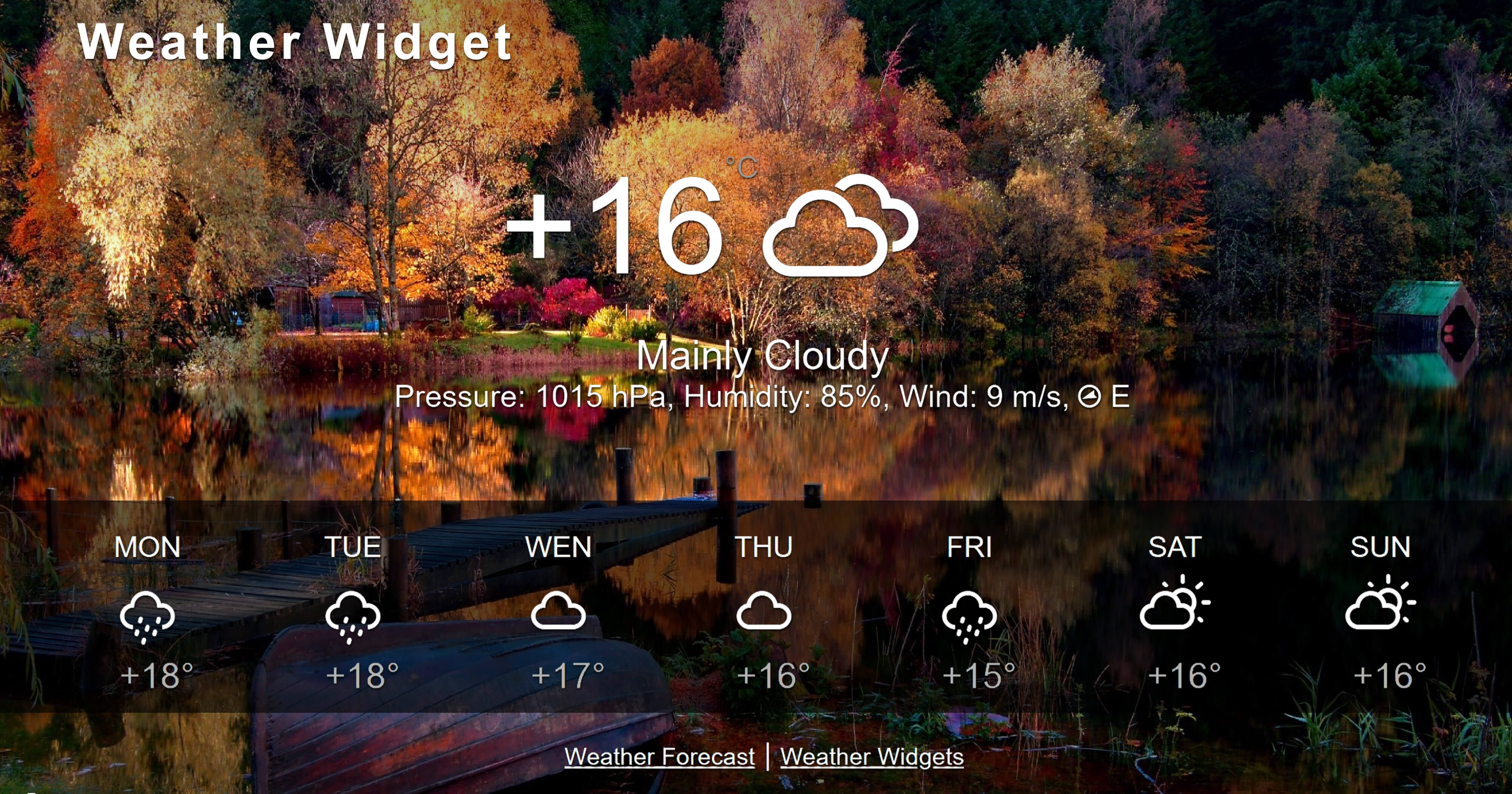 example of weather widget for website with nature background